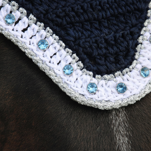 Hot Selling Custom Horse Ear Bonnet Hand Crochet Breathable Net Hat <b>Fly</b> Mask Hoods Veil Horse Ear Protector Bonnet - Product Image 1