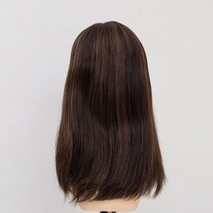 Perruque frontale en dentelle HD marron balayage avec mèches <span class=keywords><strong>caramel</strong></span>, cheveux indiens vierges, lisses et soyeux, longueur moyenne, sans colle, pour usage quotidien - Product Image 5