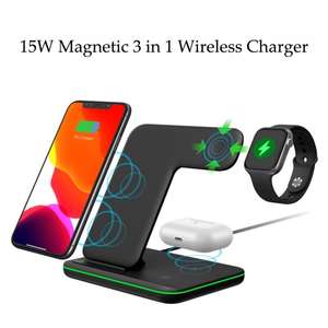 Cargador Inalámbrico Innovador de 15 W, Producto Nuevo, Superventas, Soporte de Carga Inalámbrico Magnético 3 en 1 para <span class=keywords><strong>iPhone</strong></span> 15 14 - Product Image 3