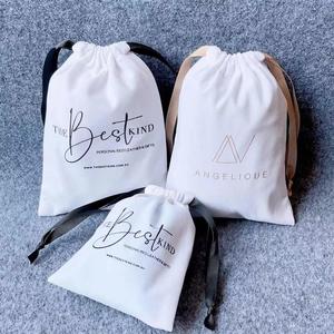 Eco Friendly Organic Muslin Cotton <b>Pouch</b> with Logo Printed Promotional <b>Drawstring</b> Bags for Natural Calico Cloth - Product Image 1