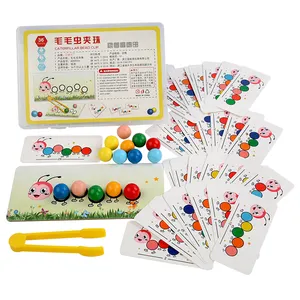 2024 nuevos productos Montessori niños mano cerebro entrenamiento Color juego a juego otros juguetes educativos cuentas de clip de madera juguete para chico