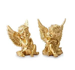 Top Grace Gouden Engelen Hars Cherubijnen Beeld Beeldje Huis Tuin Decoratie Schattige Engel Sculptuur Gedenkbeeld Een Paar