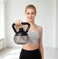 Bouteille de sport OEM personnalisable avec logo, design Kettlebell, 2200 ml/74 oz, avec poignée et couvercle à paille, anti-fuite, sans BPA, en PC, pour Bootcamp