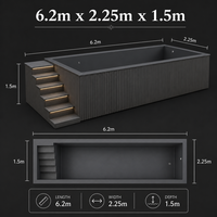 Piscine Conteneur Moderne 2026 de 6,2 m en Fibre de Verre de Haute Qualité avec Éclairage LED, Gris Mat Luxe Sans Rampe