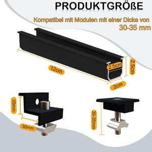 Kit de rails de montage solaire 12 cm 30-35 mm compatible avec le système de fixation latérale des modules solaires - Product Image 1