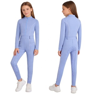 Mono de equitación unisex para niños, conjunto de equitación de manga larga con cuello alto, cremallera frontal, cinturón integrado, traje de entrenamiento personalizado - Product Image 2