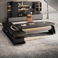 Bureau de direction en forme de L, moderne, durable, de luxe léger, avec rangement latéral, grand espace de travail, table de bureau pour PDG