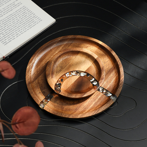 <span class=keywords><strong>Plateau</strong></span> de service en résine d'acacia à un niveau Design carré rond pour la maison Hôtel pour pain Fruits Snacks Bijoux Affichage Vaisselle - Product Image 3