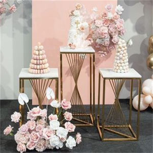 Nordic Creative Wrought Iron Floor Bracket Wedding Cake <b>Table</b> Simple Design Gold Flower Green Plant Living Room <b>Decoration</b> - Product Image 3