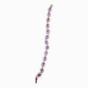 Bracelet Tanzanite en argent 925 avec placage rhodium or rose et embellissements en zirconium cubique - Une symphonie harmonieuse de rareté et - Product Image 2