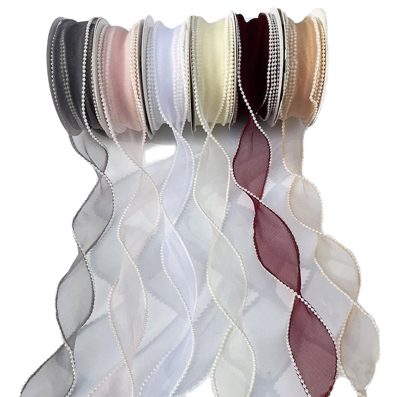 40mm Wavy Coiled Polyester Satin Ribbon Floral Fish Tail Yarn Curled Organza for Christmas Cake Handcrafted Gift Box Bow