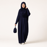Siyah Jersey Namaz Elbisesi Takımı Kadınlar İçin Khimar Tesettür Giyim İslami Kıyafet