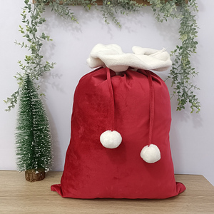 <span class=keywords><strong>Sacco</strong></span> di Babbo Natale in Velluto per Decorazioni per la Casa con Monogramma, Pompon in Pelliccia <span class=keywords><strong>e</strong></span> Coulisse, Lussuoso <span class=keywords><strong>Sacco</strong></span> Regalo per Dolci con Fodera in Pelliccia Sintetica - Product Image 5