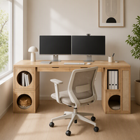 Bureau d'ordinateur intégré en bois massif - Durable, multifonctionnel, écologique et facile à assembler