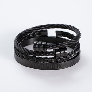 Bracelets en acier inoxydable doré pour hommes <span class=keywords><strong>Bracelet</strong></span> en <span class=keywords><strong>or</strong></span> avec chiffres romains <span class=keywords><strong>Bracelet</strong></span> en câble <span class=keywords><strong>torsadé</strong></span> Bracelets de bijoux de luxe pour hommes - Product Image 5