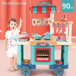 Samtoy - Juego de Cocina de Juguete de 90 cm, Carrito de Comida Rápida Interactivo para Jugar en Interiores, Juego de Cocina para Chef Talentoso - Product Image 1