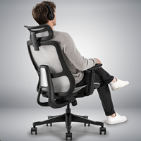 Fauteuil de bureau ergonomique pivotant en tissu, réglable en hauteur, pour la maison, la chambre et le salon