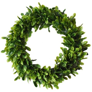 ET04195 décoration <span class=keywords><strong>de</strong></span> mariage en plastique feuille verte guirlande <span class=keywords><strong>porte</strong></span> couronne verte feuilles artificielles <span class=keywords><strong>couronnes</strong></span> <span class=keywords><strong>de</strong></span> buis - Product Image 1