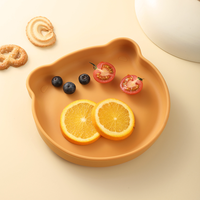 Ensemble d'assiettes d'alimentation pour bébé en silicone de qualité alimentaire, design ours de dessin animé, bol et cuillère pour aliments complémentaires pour tout-petits, sans BPA, pour nourrissons