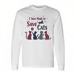 Camiseta de manga larga I Was Made To Save Cats, para amantes de los gatos, defensores de la rescate de mascotas - Product Image 2