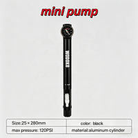 Pompe à vélo portable Worldcycle 3101B en alliage, mini, haute pression 120 PSI, étanche, avec manomètre, pour valve Schrader, 25*280mm