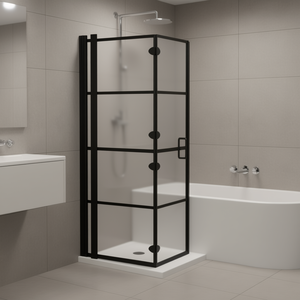 Cabina doccia pieghevole ESG 31,5x55,1 pollici con telaio in vetro temperato per bagni di piccole dimensioni - Product Image 2