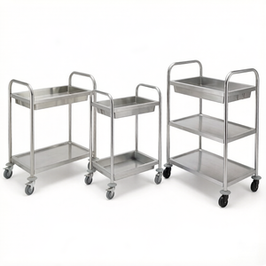 Carrito de Servicio de 3 Niveles Pequeño de Acero Inoxidable, Tubo Redondo de 0.8mm, con Ruedas Silenciosas para Cafetería - Product Image 6