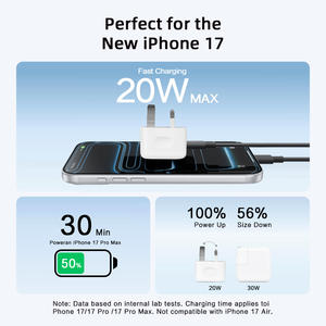 <span class=keywords><strong>Chargeur</strong></span> rapide PD 20W avec prise UK, compact, léger, de poche, QC3 USB-C Type-C pour iPhone Samsung, certifié UKCA - Product Image 2