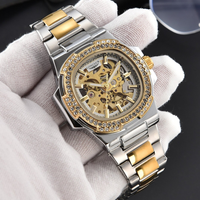 Montre mécanique automatique de luxe pour homme, bracelet en acier inoxydable allié de 20 mm, fermoir papillon squelette, tendance, vente en gros