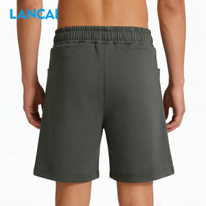 Custom Men's Athletic Gym Basketball Biker Casual Shorts Summer Running Double <b>Layer</b> Oversized 100% Cotton <b>Mid</b> Sporty Solid - Product Image 3