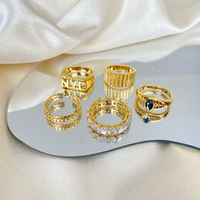 Bague rétro française en acier inoxydable, anneau à facettes, larges faces, coquille de tulipe romantique, lettre, diamant complet, blé, plaqué or 18 carats