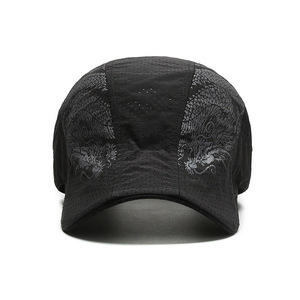 Men's Breathable <b>Dragon</b> Print Baseball Cap Quick Dry Sun Protection Outdoor Sports Hat Black Gray Navy Blue Adult Size - Product Image 2
