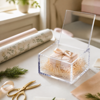Boîte de rangement en acrylique de luxe OEM d'usine, haute transparence, anti-poussière, pour bureau, bijoux, cadeaux, avec couvercle