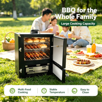 Four à Charbon Portable de Table, Barbecue Grill avec 3 Grilles, Contrôle Tactile, Grande Capacité de Cuisson pour Camping et Pique-nique
