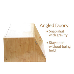 Boîte à pain en bambou à double compartiment, armoire de rangement en bois pour cuisine, pour le pain et les pâtisseries - Product Image 3