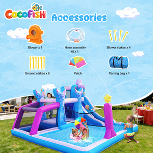 Château gonflable sur le thème <span class=keywords><strong>de</strong></span> la sirène en tissu Oxford Cocofish, château gonflable pour fête dans la cour - Product Image 4