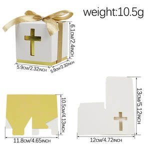 Caja <span class=keywords><strong>de</strong></span> Papel para Dulces con Diseño <span class=keywords><strong>de</strong></span> Cruz Temática <span class=keywords><strong>de</strong></span> Bautismo con Cinta, Caja <span class=keywords><strong>de</strong></span> Regalo para Primera Comunión, Paquete <span class=keywords><strong>de</strong></span> Regalo para Bautizo, Baby Shower - Product Image 2