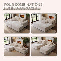 Off-White Tiefsitz-Cordsofa Moderne Lounge-Couch für Wohnzimmer