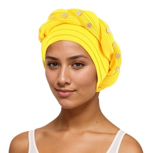 10 colori africano cappello turbante matrimonio Casual poliestere copricapo foulard etnico sciarpe scialli bandane - Product Image 6