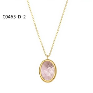 Collar Clásico de Cuarzo con Cadena de Zinc Chapada en Oro de Moda C0463 para Mujer, Joyería de Alta Calidad para Regalo - Product Image 1