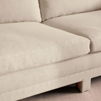Canapé moderne en lin crème 3 places avec accoudoirs, base sur socle, mobilier de salon, ensemble de canapés minimalistes pour appartement, maison ou bureau