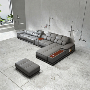 Ensemble de canapés modulaires inclinables et extensibles en cuir synthétique, style nordique moderne, en velours, pour le bureau - Product Image 1