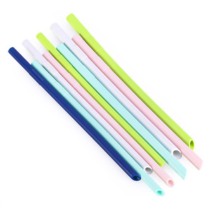 Silicone <b>Straws</b> <b>Reusable</b> Straight 250mm Large Diameter For Kids Drinks Bubble Tea Party Solid Color Dishwasher Safe - Product Image 5