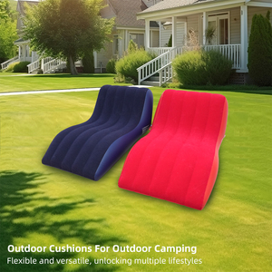 Inflatable <strong>Sofa</strong> <strong>Air</strong> Chair Flocked <strong>Lounge</strong> Couch <strong>Bed</strong> Bean Bag Modern Design PVC for Travel Camping Hiking Backpacking Indoor - Product Image 4