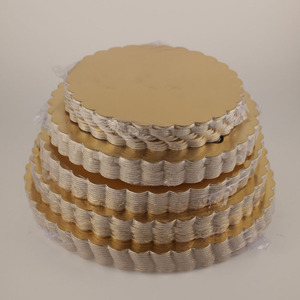 Plateau à gâteau rond en papier pour dessert de fête, 6, 8, 10, 12, 14 pouces, base en carton gris, plateau à gâteau en feuille d'or - Product Image 3
