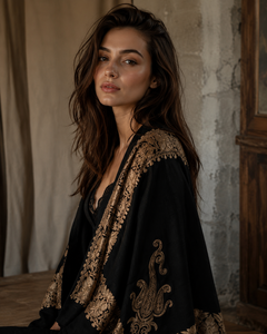 Elegant European American Embroidered Floral Reversible Lightweight Shawl Digital Print Winter Scarf Long Fringe Soft Warm - Product Image 6