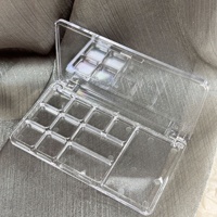 Boîte à bijoux transparente rectangulaire multi-compartiments pour palette de 10 à 18 fards à paupières, blush et illuminateur, emballage en boîte