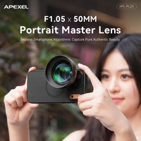Objectif de portrait pour smartphone APEXEL PL2X 50mm F1.05, objectif d'appareil photo pour téléphone avec bokeh optique 2X pour iPhone Android Vlogging