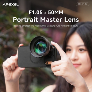 Objectif de portrait pour smartphone <span class=keywords><strong>APEXEL</strong></span> PL2X 50mm F1.05, objectif d'appareil photo pour téléphone avec bokeh optique <span class=keywords><strong>2X</strong></span> pour iPhone Android Vlogging - Product Image 2