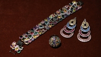 TIANSHE (Ensemble 3 pièces : Boucles d'oreilles/Bracelet/Bague) Bijoux de mode européens/américains, style industriel lourd, zircon noir coloré